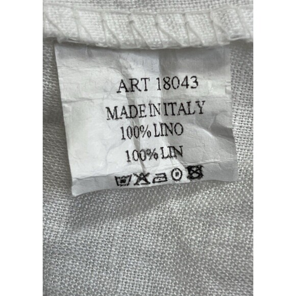 100% Lin Blanc Polka Dot Linen Dress. Size: 54 L/XL - Picture 8 of 10